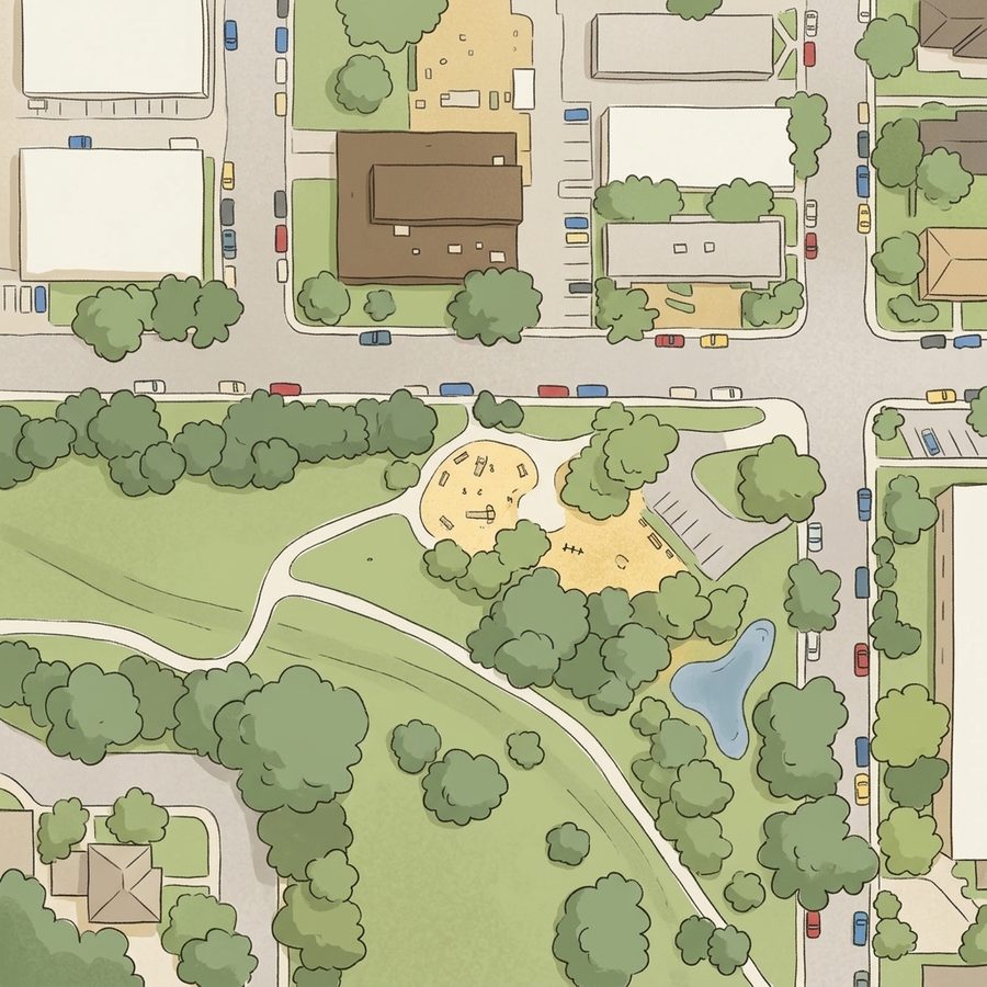 Illustrated map of DeBoer Park Playground