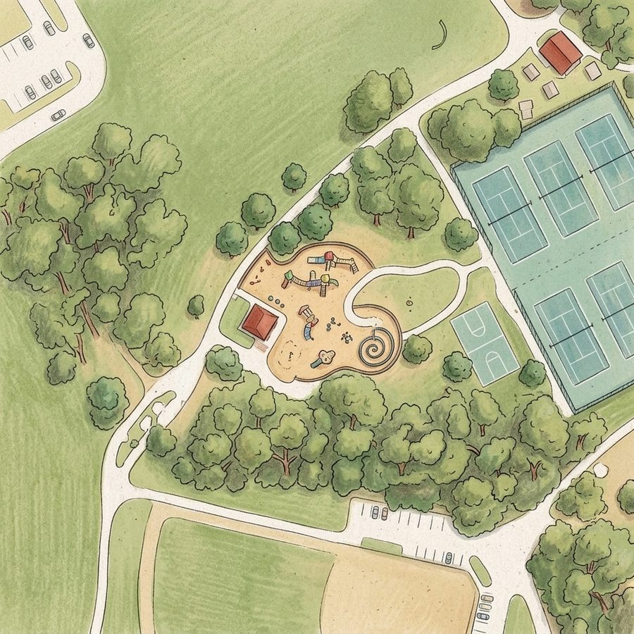 Illustrated map of deKoevend Park