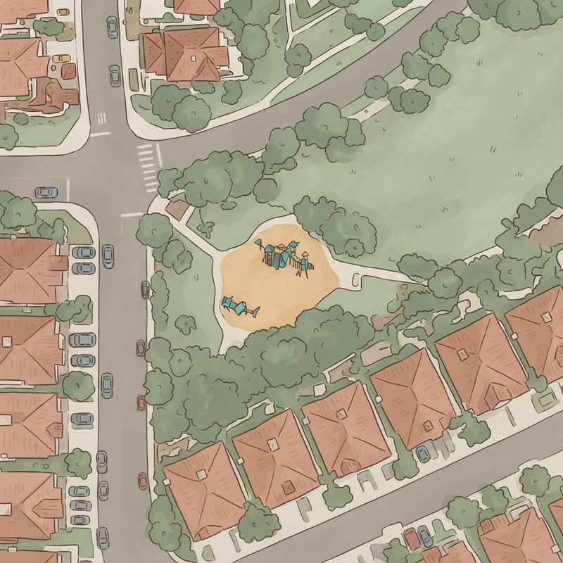 Illustrated map of Del Mar Trails Park