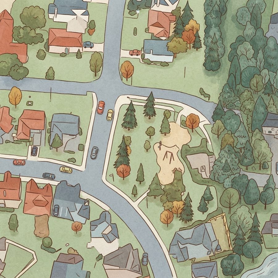 Illustrated map of Del Rio Park