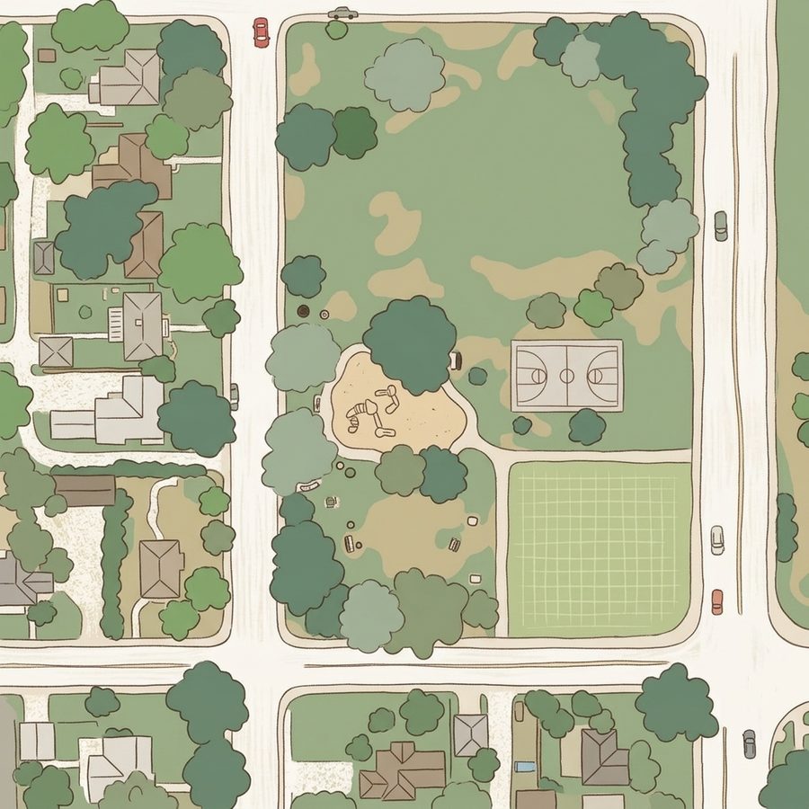 Illustrated map of Denison Park