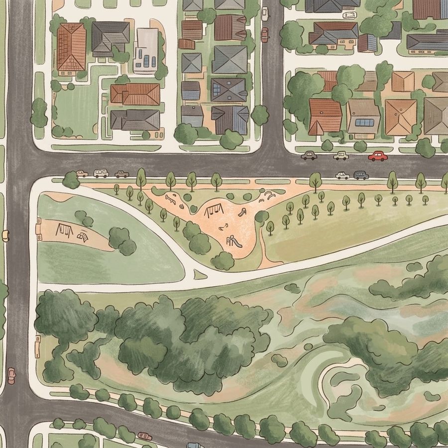 Illustrated map of Denver Rock Park