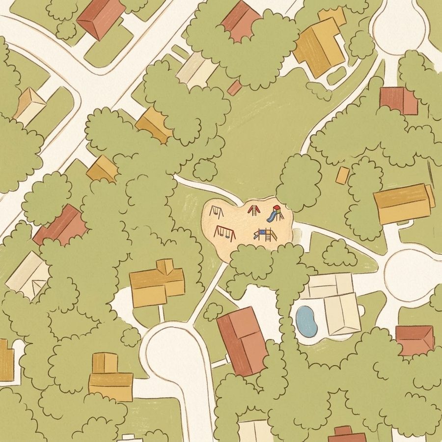 Illustrated map of Dewey Haberman Memorial Park