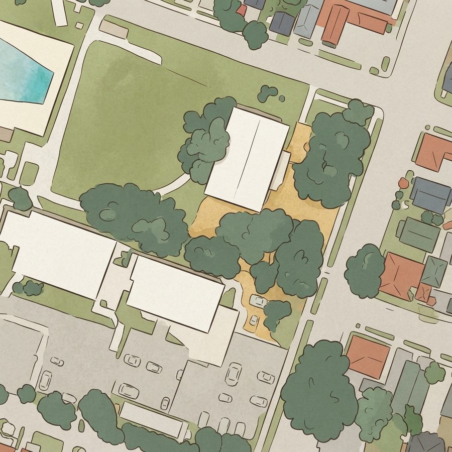 Illustrated map of DeZavala Park