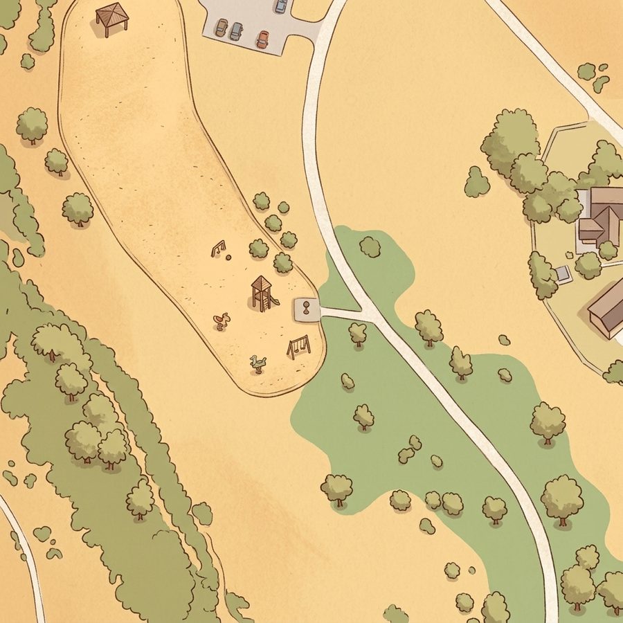 Illustrated map of Digger's at Dad Clark Park