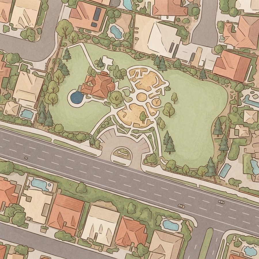 Illustrated map of Doctor Harry B. Johnson Rose Garden