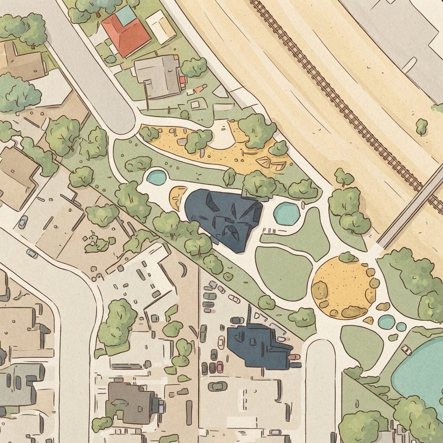 Illustrated map of Douglas A. Selby Park & Trailhead