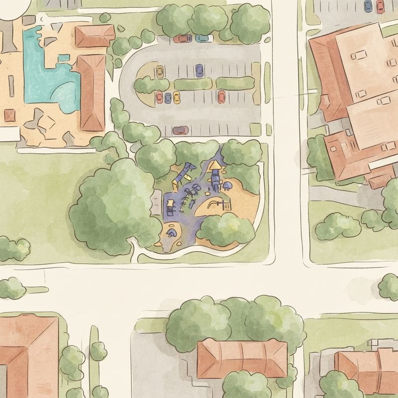 Illustrated map of Dove Park Sprayground