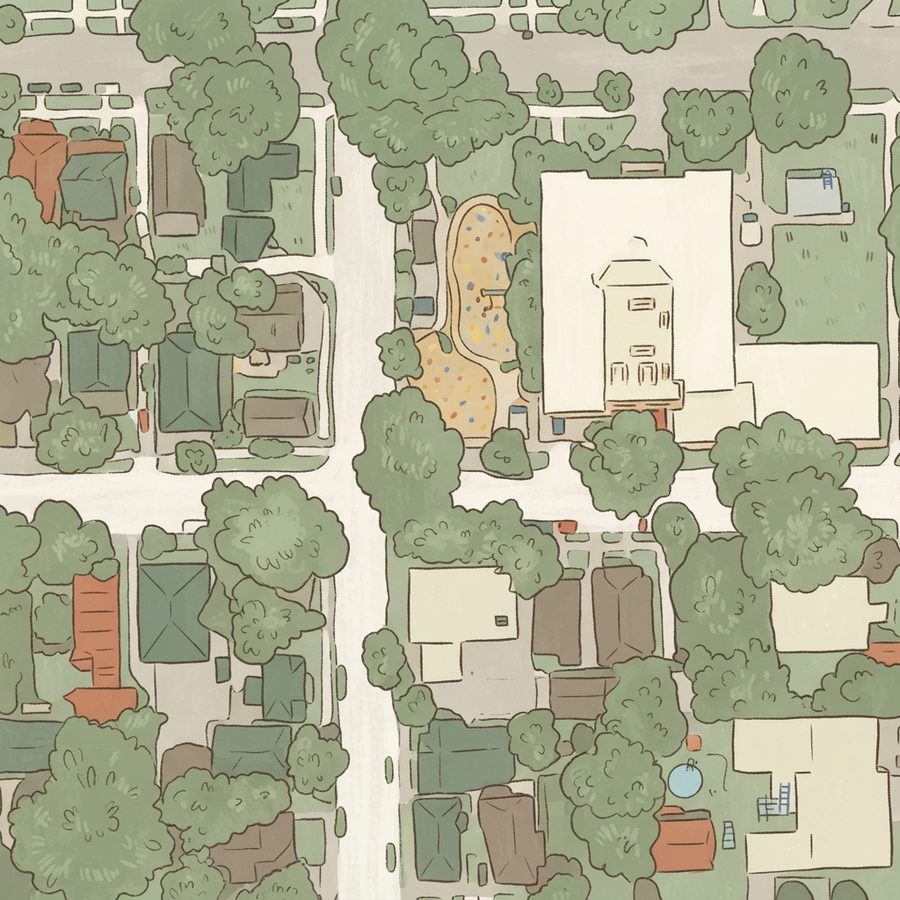 Illustrated map of Dow Elementary Park