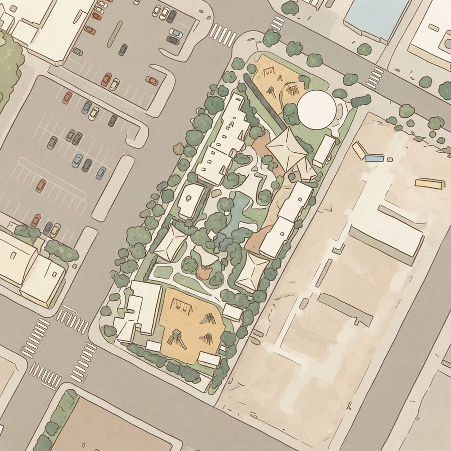 Illustrated map of Downtown Container Park playground