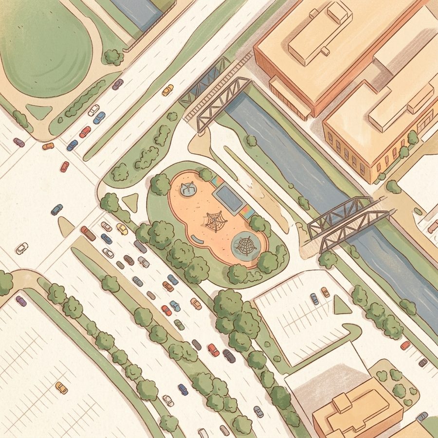Illustrated map of Downtown Denver Playground
