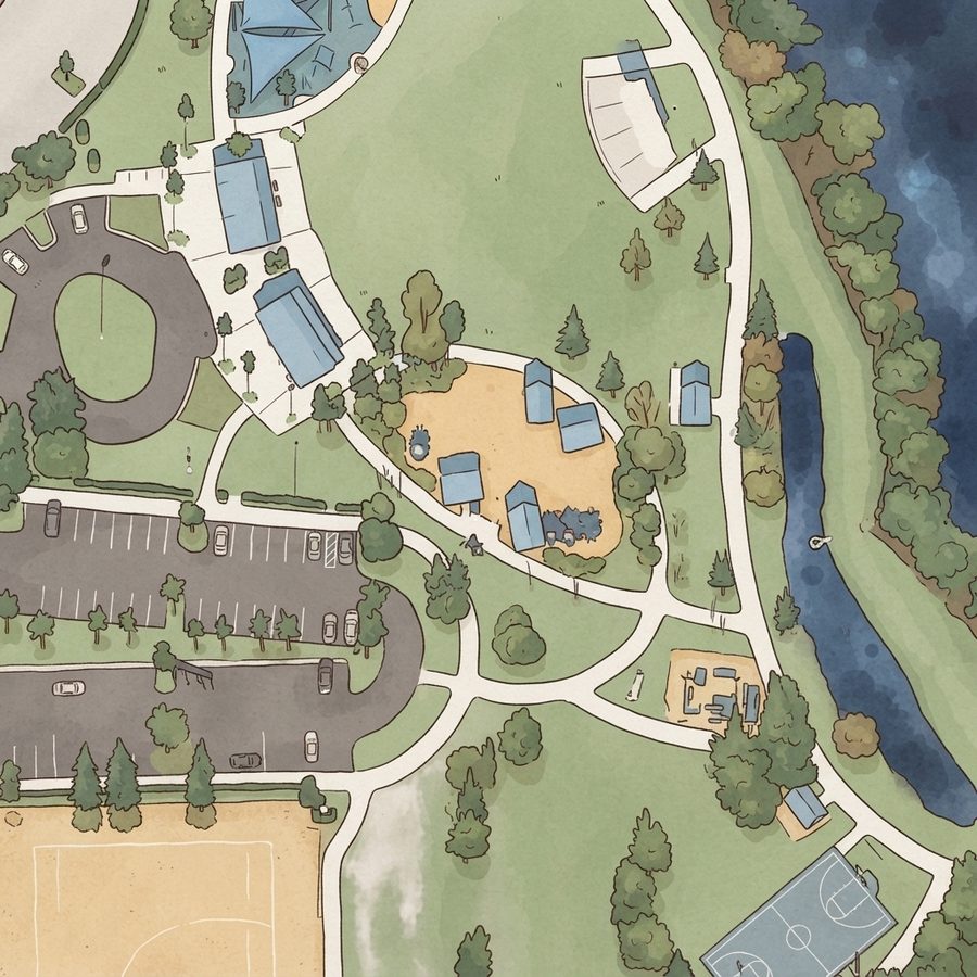 Illustrated map of Dr. Phillips Dog Park
