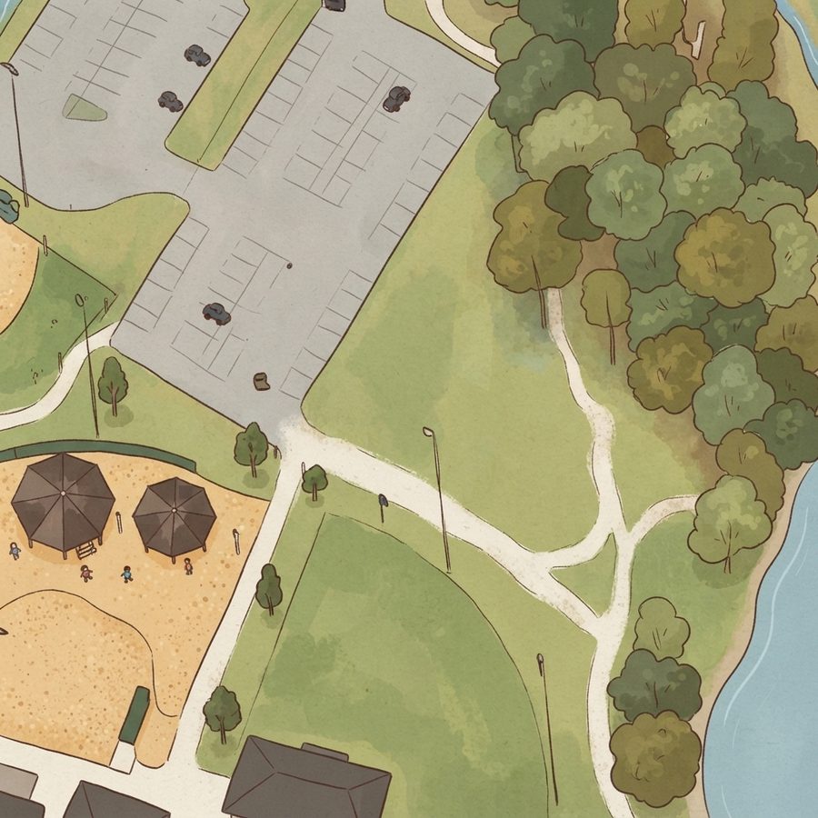 Illustrated map of Drakes Creek Park