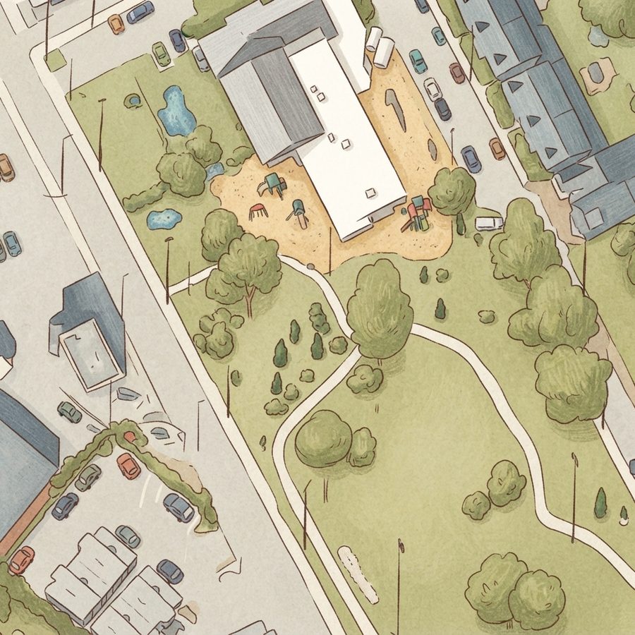 Illustrated map of Dudley Park