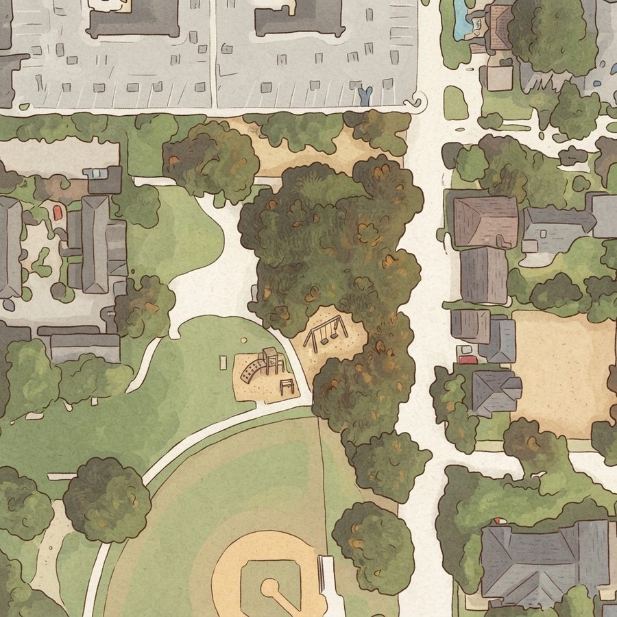 Illustrated map of Dunlavy Park
