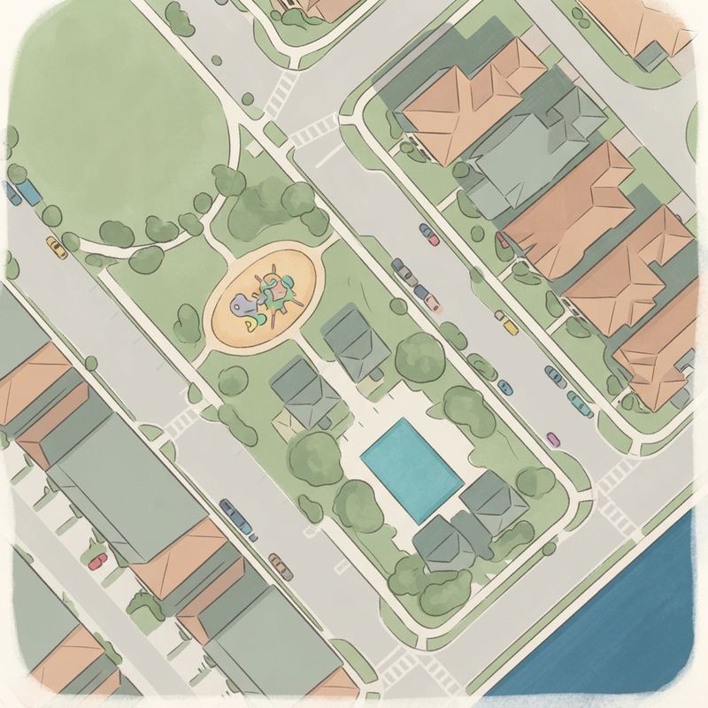 Illustrated map of Eagle Creek Village K Community Playground