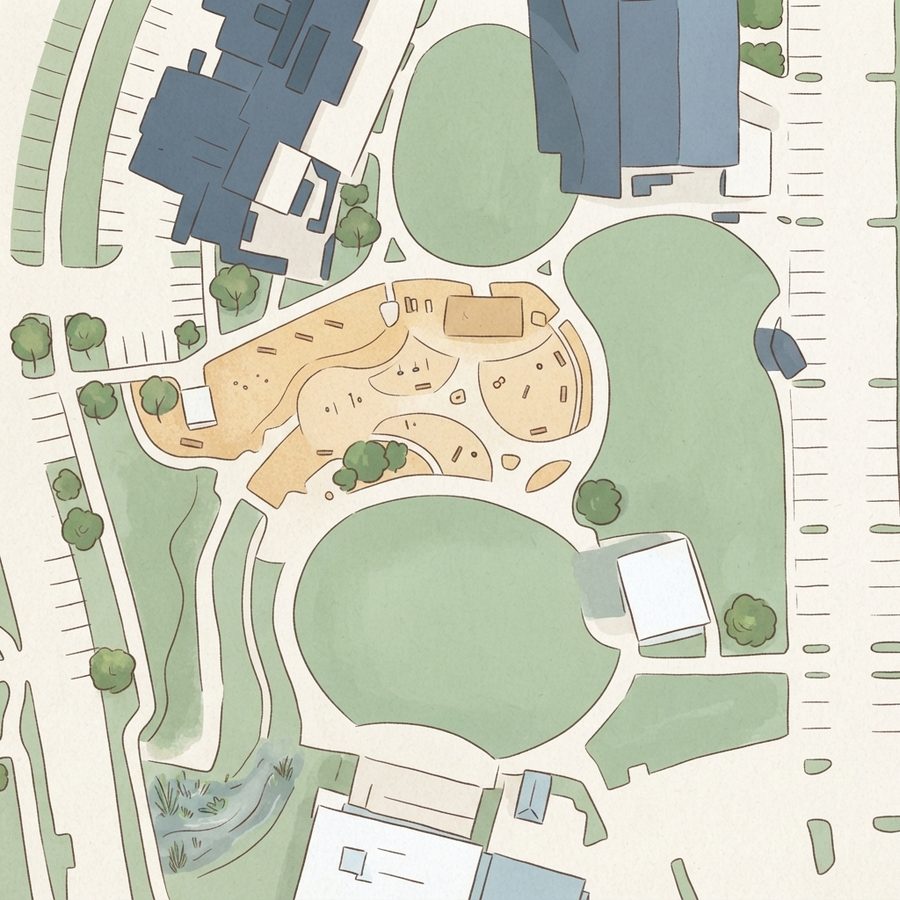 Illustrated map of East Aldine District Park and Amphitheater