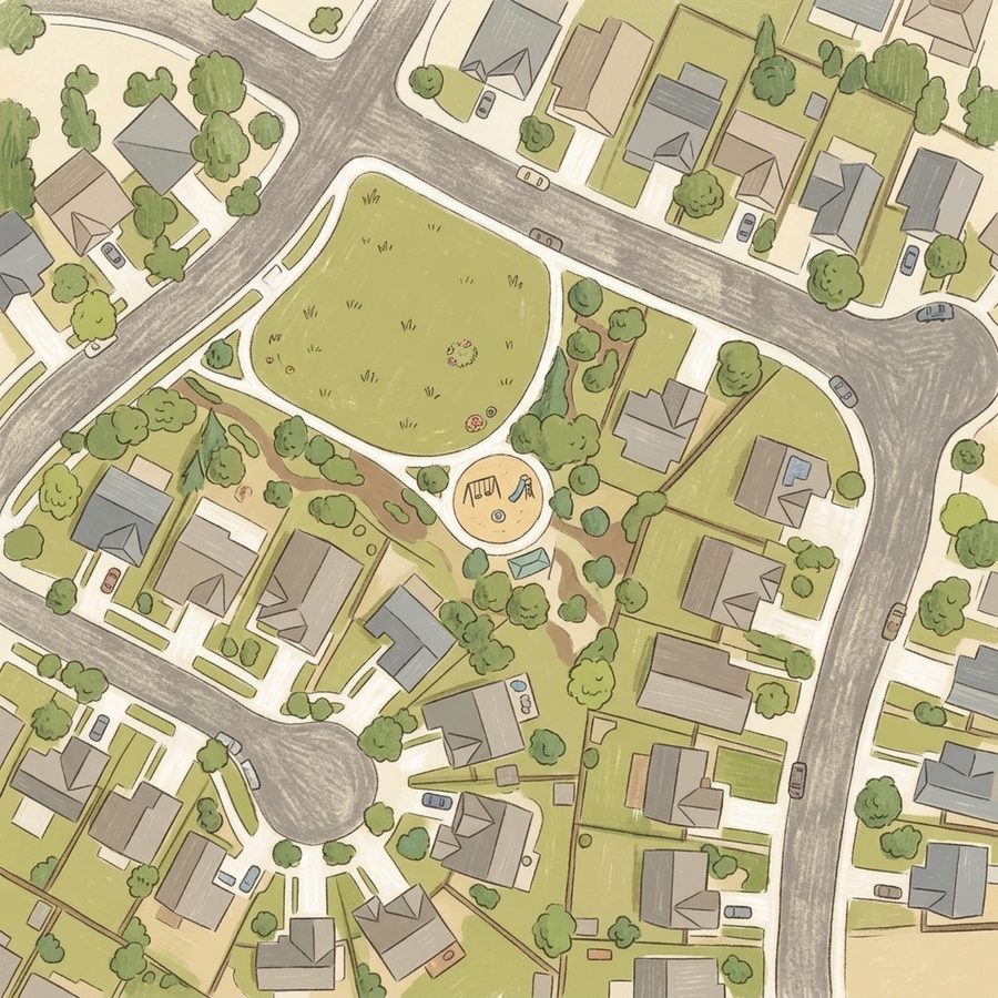 Illustrated map of East Quincy Highlands 1 Homeowners Association Park