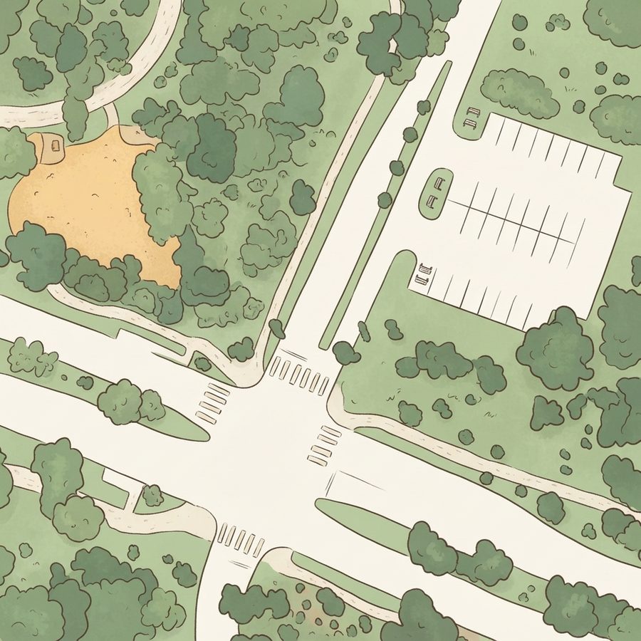 Illustrated map of Eastern Glades Entrance