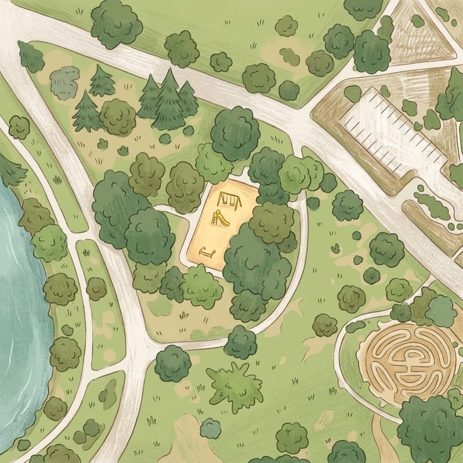 Illustrated map of Eastern Playground at City Park