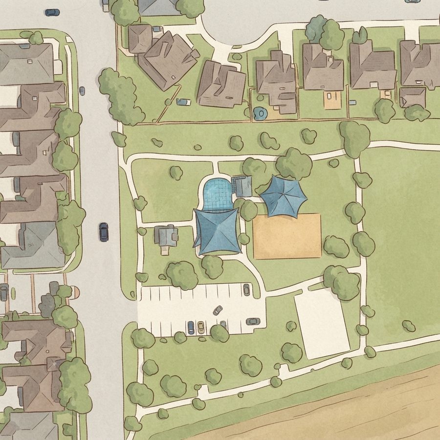 Illustrated map of Eddie Huron Park