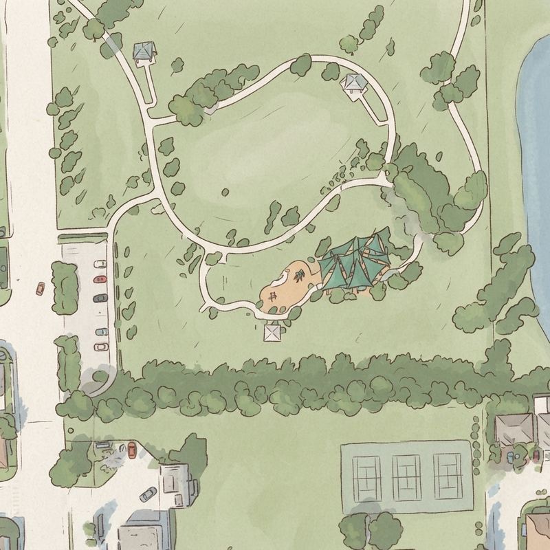 Illustrated map of Eden Lakes Park