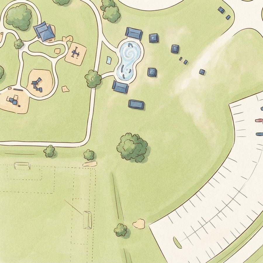 Illustrated map of El Franco Lee Park