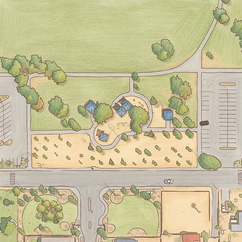 Illustrated map of El Reposo Park