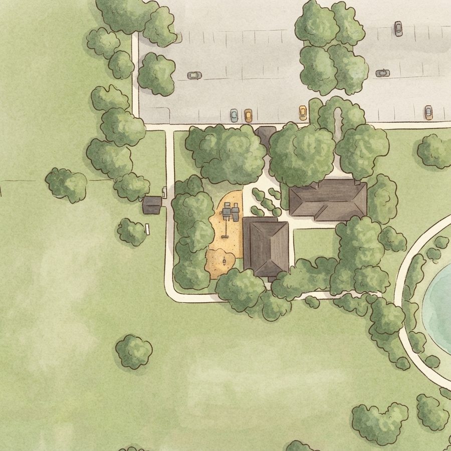 Illustrated map of Eldridge Park