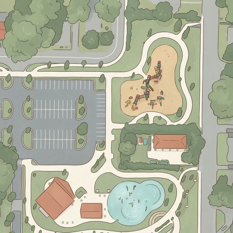 Illustrated map of Elizabeth Porter Park & Sprayground