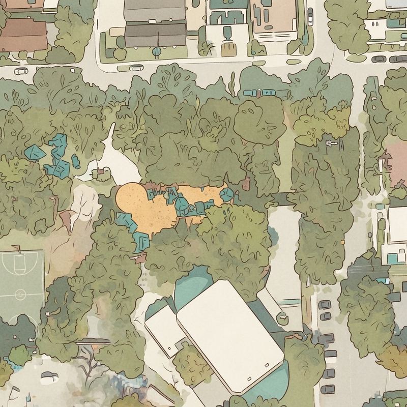 Illustrated map of Elizabeth Virrick Park