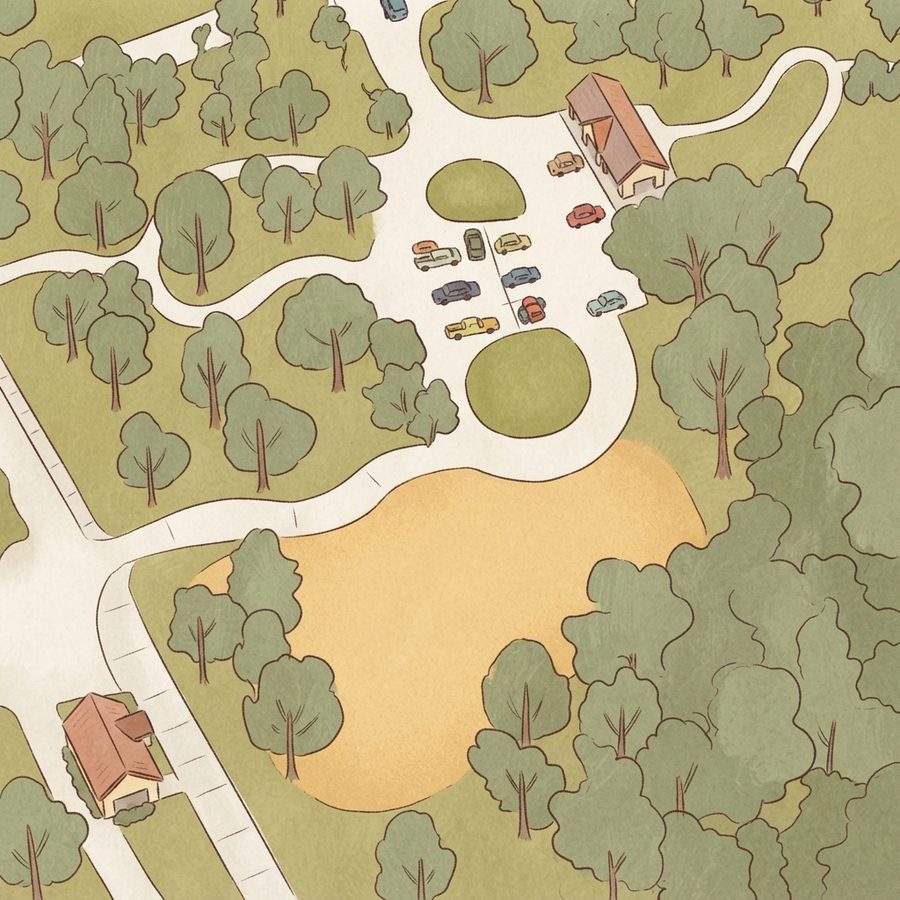 Illustrated map of Elmer W. Oliver Nature Park