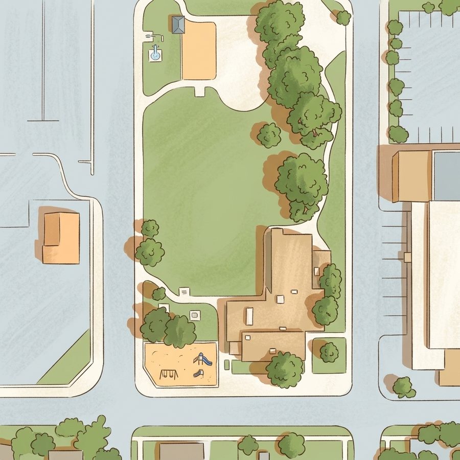 Illustrated map of Elyria Park