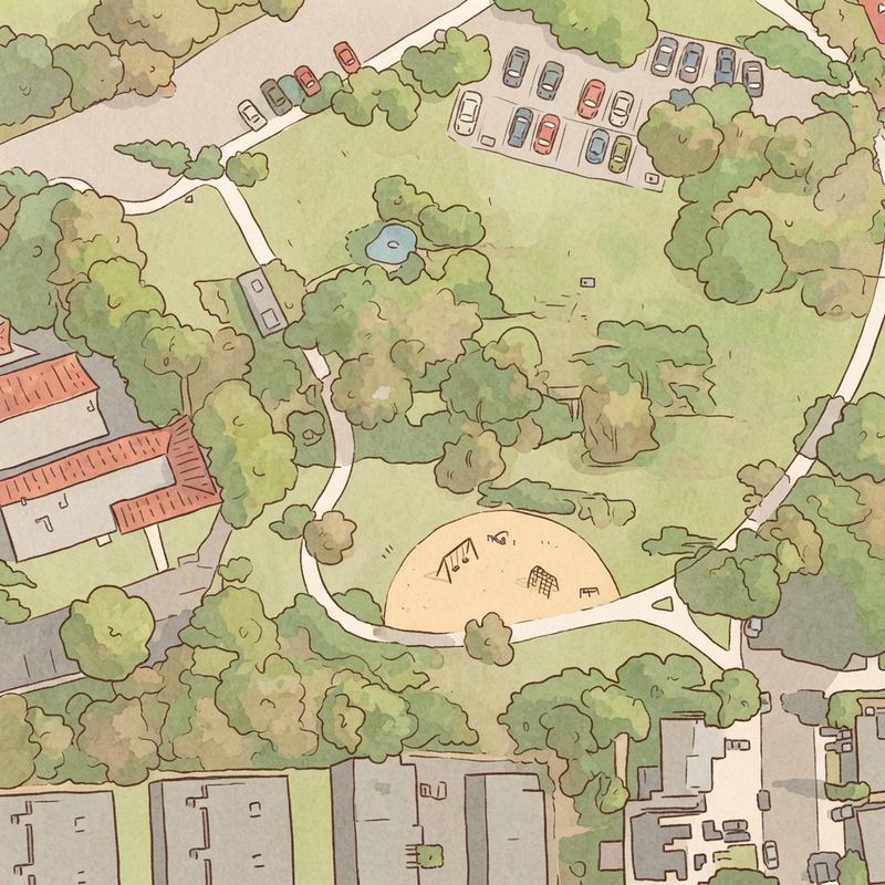 Illustrated map of Emerald Hills Neighborhood Park