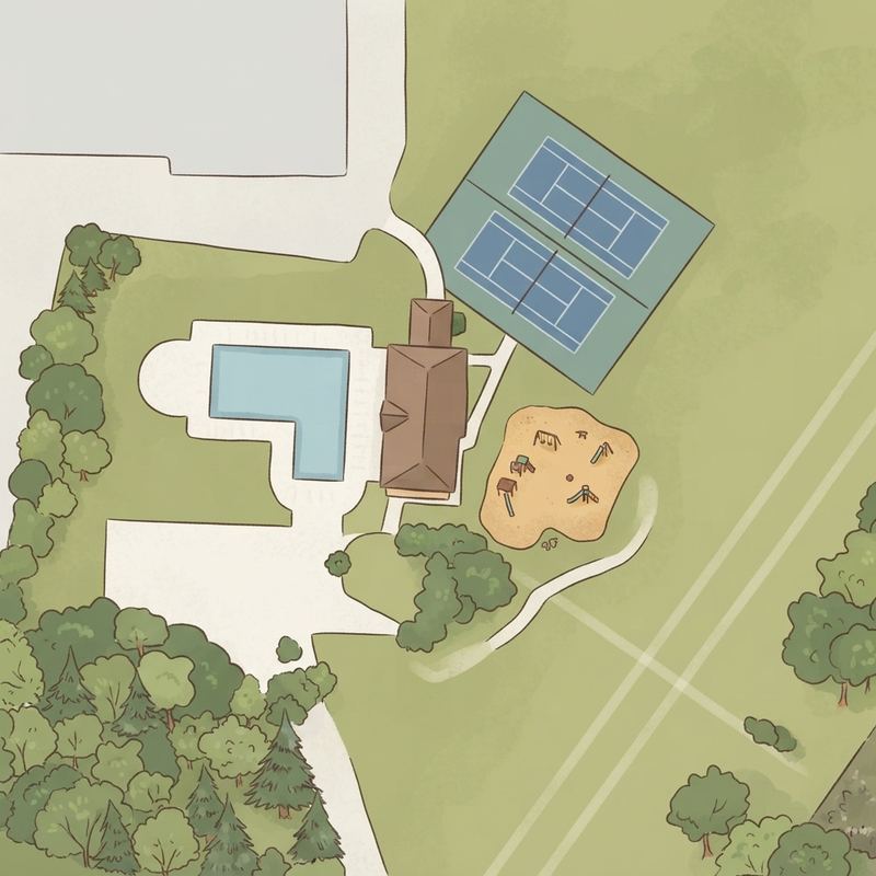 Illustrated map of Enchanted Valley Pool and Playground