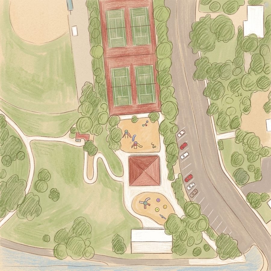 Illustrated map of Englewood Farm & Train at Belleview Park