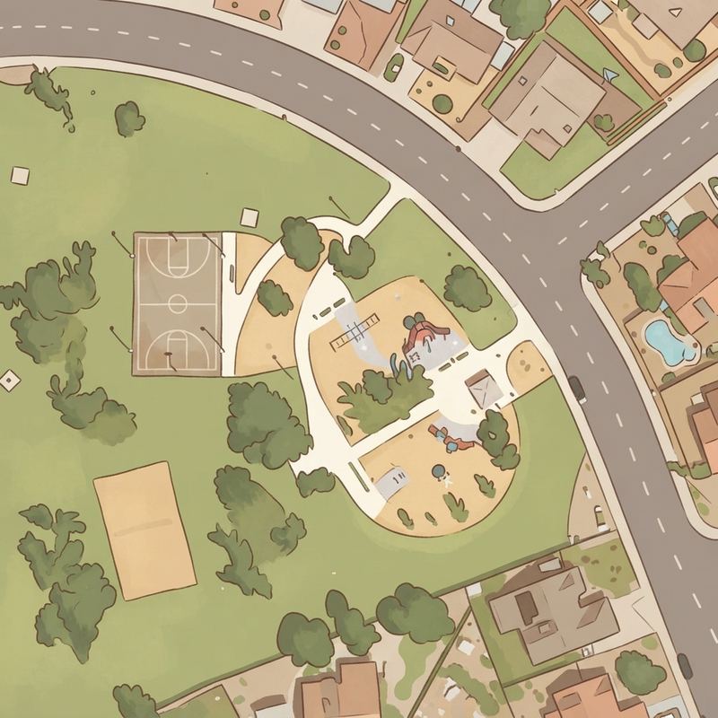 Illustrated map of Enid Park Playground