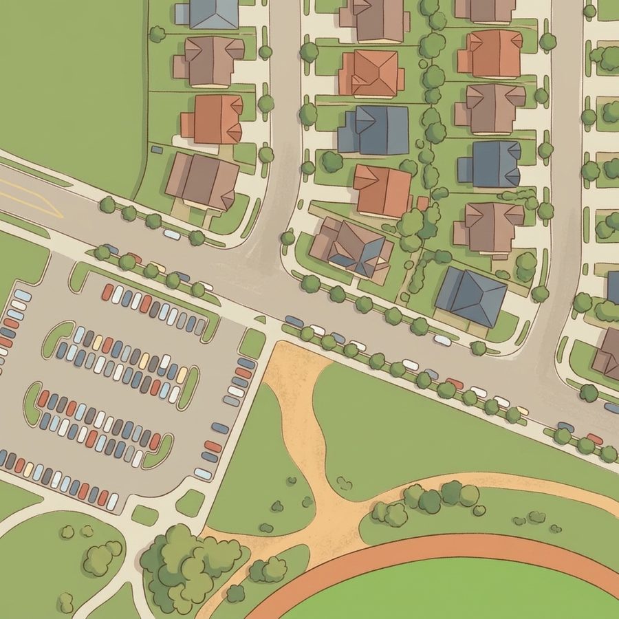 Illustrated map of Erie Ball Fields