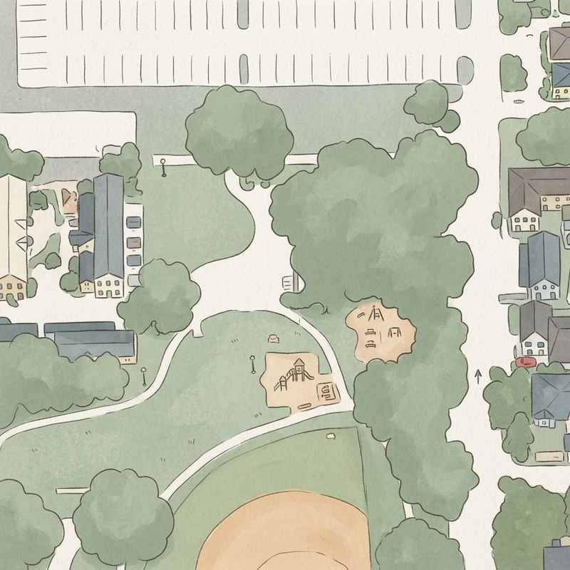 Illustrated map of Ervan Chew Dog Park