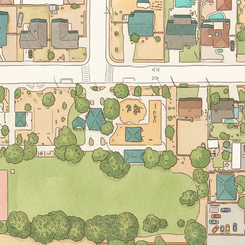 Illustrated map of Esquer Park Horseshoes Court
