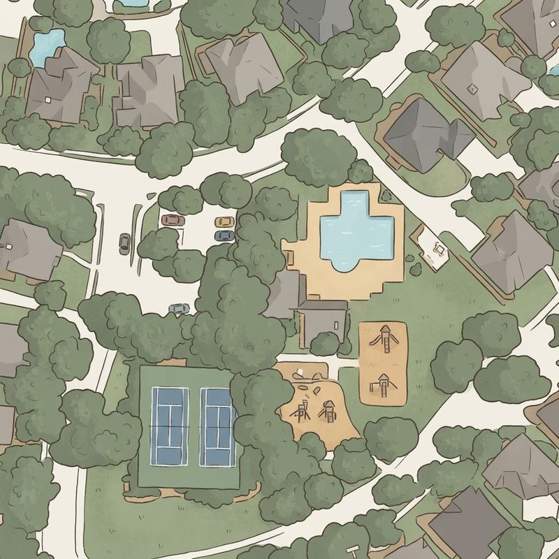 Illustrated map of Estates of Russell Creek Park