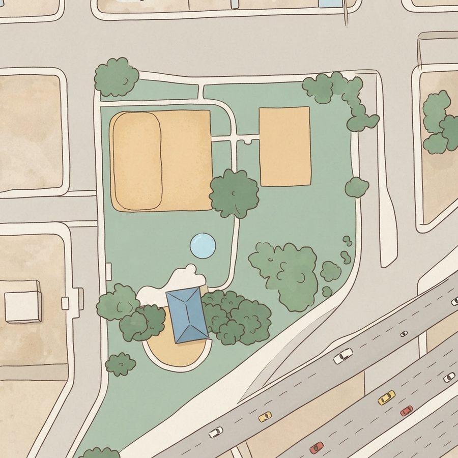 Illustrated map of Ethel Pearson Park