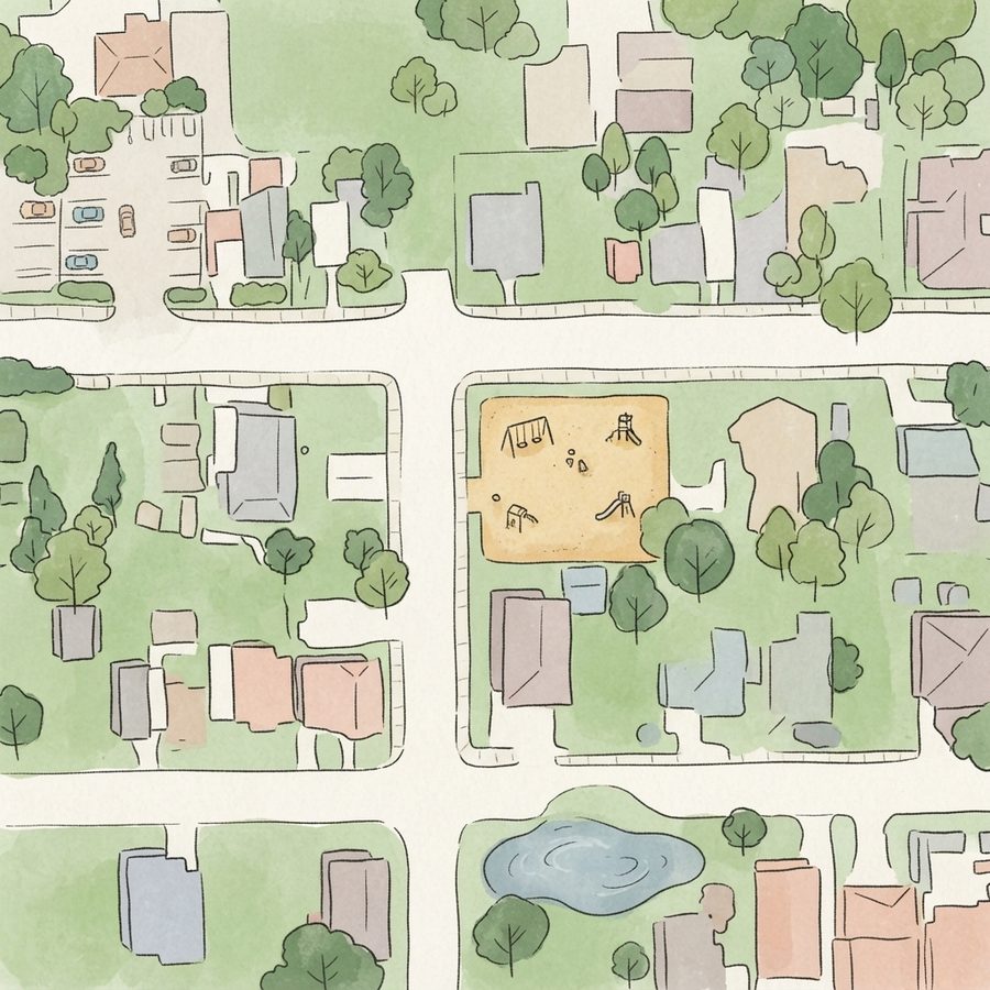 Illustrated map of Evella Park