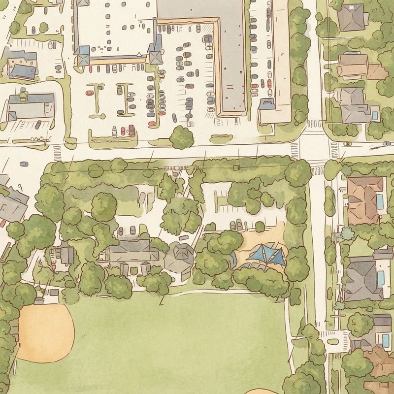 Illustrated map of Evelyn Greer Park
