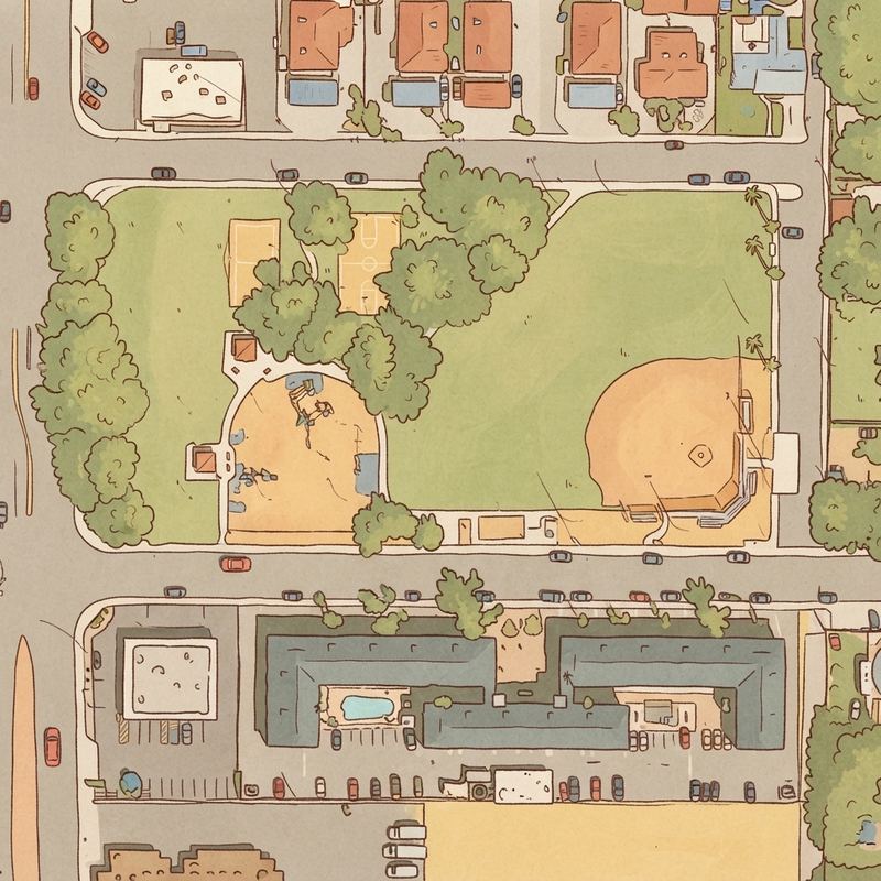 Illustrated map of Evergreen Park Playground