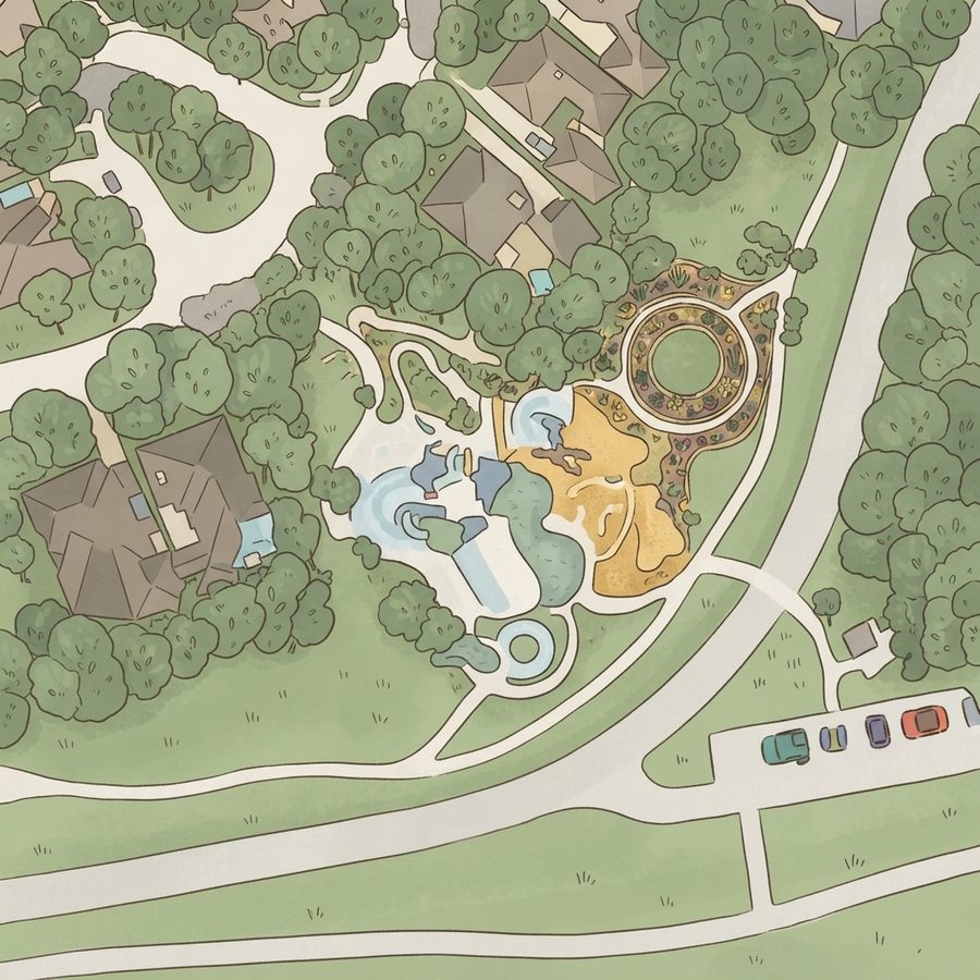 Illustrated map of Exploration Park