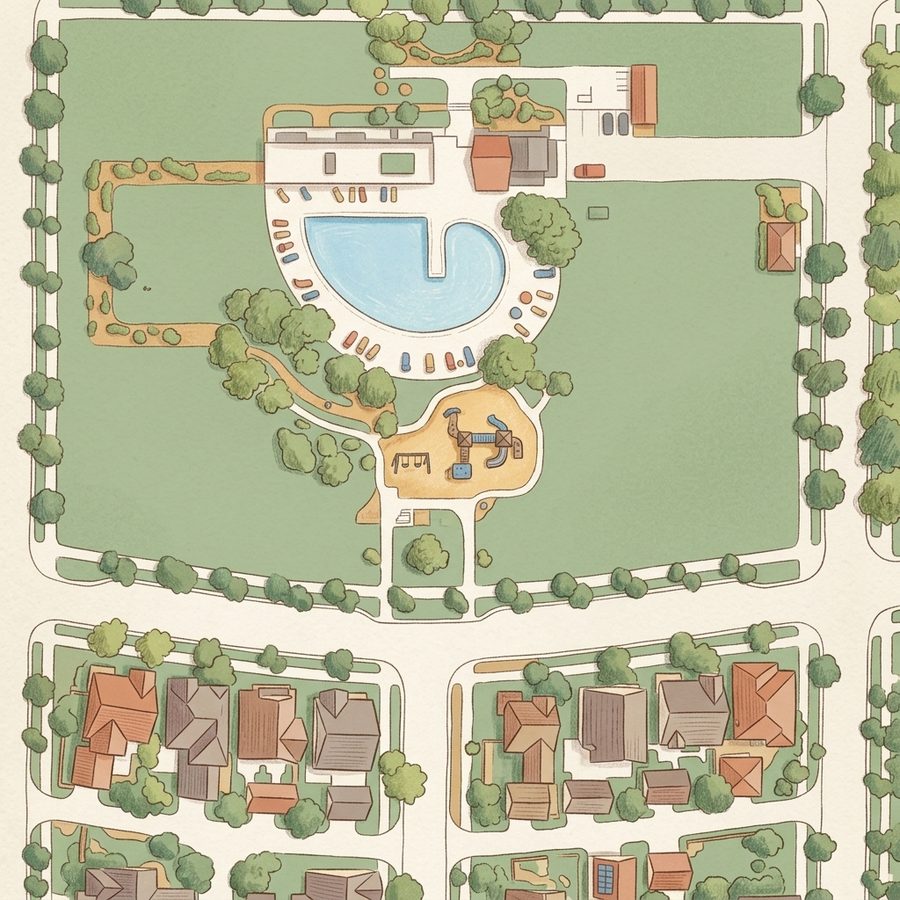 Illustrated map of F-15 Park