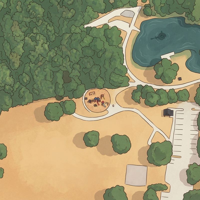 Illustrated map of F.J. "Red" Kane Park
