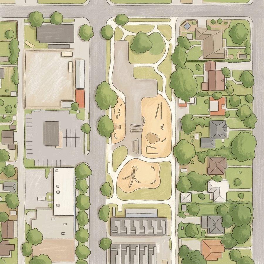 Illustrated map of Fairfax Park