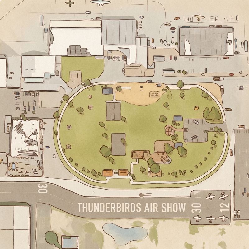 Illustrated map of Falcon Field Park Horseshoes Court